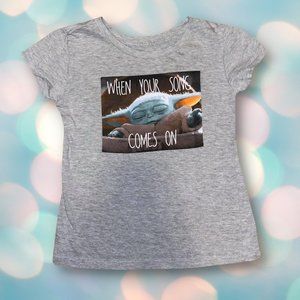 Disney Star Wars Baby Yoda Funny Girl's Short Sleeve Tee Shirt Top Size 6